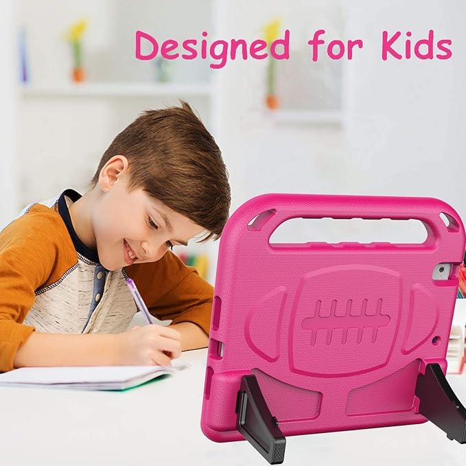 BMOUO Kids Case for iPad 9.7 2018/2017/iPad Air 2/1, iPad 6th/5th Generation, Built-in Screen Protector, Shockproof Handle Convertible Stand Case for iPad 6th/5th Gen 9.7', Purple Rose