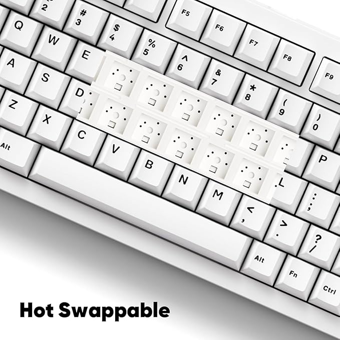 MONSGEEK M1 V5 Aluminum Mechanical Keyboard 75% Quick Release Gaming Keyboard Blcak on White with Knob 8000 mAh RGB Hot-swappable Pre-lubed Cilantro Switch, Piano Switch