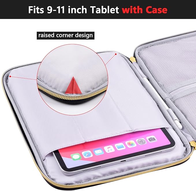 9-11 Inch Carrying Sleeve, Puffy Tablet Case Bag for iPad Pro 11-in (M5), iPad 10.9 (10th Gen), iPad Air 11-in (M2), Galaxy Tab S9/S8, Kindle scrible 2025 (Puffy Black, 9-11)