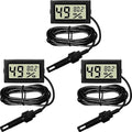 Weewooday Mini Digital Temperature Humidity Meters Gauge with Probe Gauge LCD Fahrenheit Display Thermometer Hygrometer for Incubator Reptile Plant Greenhouse Chicken Coop Garden(Black, 3 Pieces)