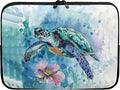 Flower Sea Turtle Laptop Protective Sleeve for Women Men Computer Sleeve 15 inch Tie Dye Laptop Case Bag Portable Computer Carrying Case Suitable GITS for Teens Tablet Bags Hippie