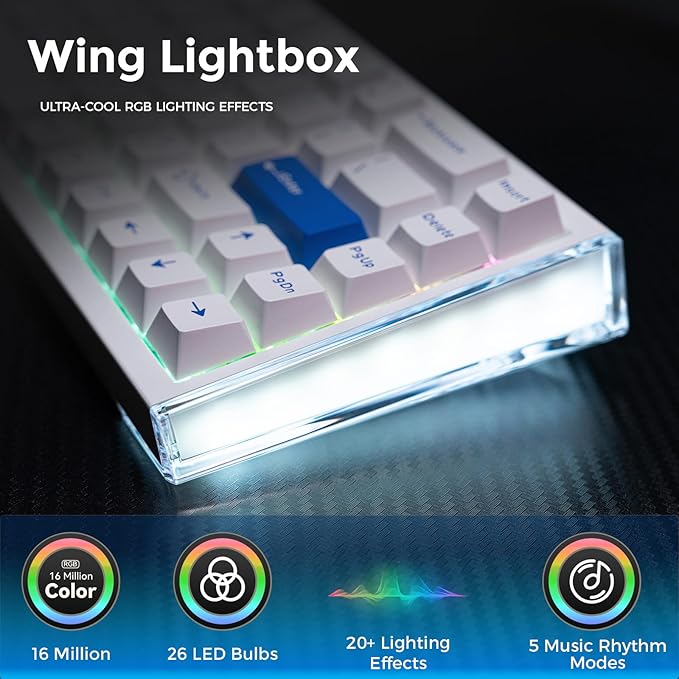 DAREU COOL68 60% Wired Gaming Keyboard, Rapid Trigger Magnetic Switch Keyboard with 8000Hz Polling Rate, Adjustable Actuation, 0.1ms Latency, SOCD, Gasket Mount, Hot swappable, RGB Light