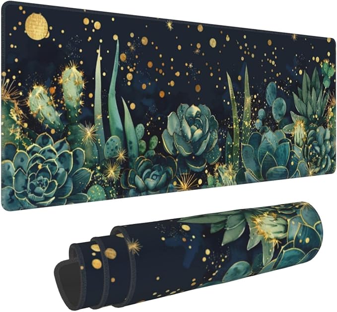 Mouse Pad Gaming - Large Mouse Pad for Desk with Waterproof Surface & Durable Design Desk Mat for Desktop & Office Accessories (Stellar Succulents)