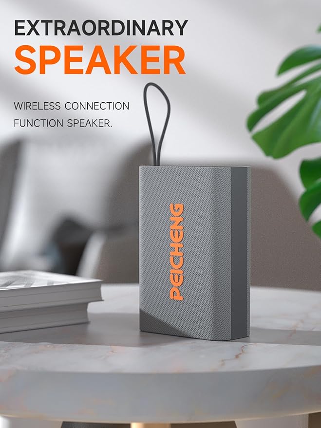 PEICHENG Speaker, Portable Wireless Bluetooth Speakers, Waterproof Loud Stereo Sound with RGB Lights TWS Paire Long Playtime for Home/Party/Outdoor, Electronic Gadgets (1PCS, Gray)
