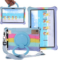 Tablet Case for TCL Tab 10 5G 10.1 Inch/TCL Tab 10S 9081X/9080G,Soft Anti-Stress Silicone Case with Rotate Stand/Pencil Holder/Shoulder Strap/Pen for TCL Tab 10.1 Inch (Colorful Light Blue)