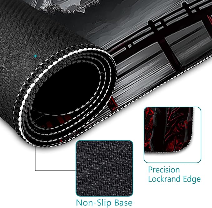 LIMKRIAN Japanese Mouse Pad Large Gaming Desk Mat, Extended Computer Mousepad with Stitched Edges Non-Slip, XL Keyboard Mouse Pad, Aesthetics Full Moon Home Decor Office Desk Accessories 31.5in