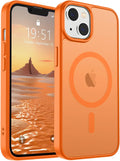 SUPFINE Magnetic for iPhone 15 Plus Case & iPhone 14 Plus Case (Compatible with MagSafe)(Military Grade Drop Protection) Translucent Shockproof Phone Cover,Starry Orange