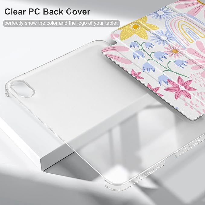 DONGKE for iPad mini 7 (A17 Pro) 2024 & iPad mini 6 2021 8.3 Inch, Slim Foldable Stand Hard PC Translucent Back Shell Smart Cover for iPad mini 7th/6th Generation [Auto Wake/Sleep] - Colorful Florals