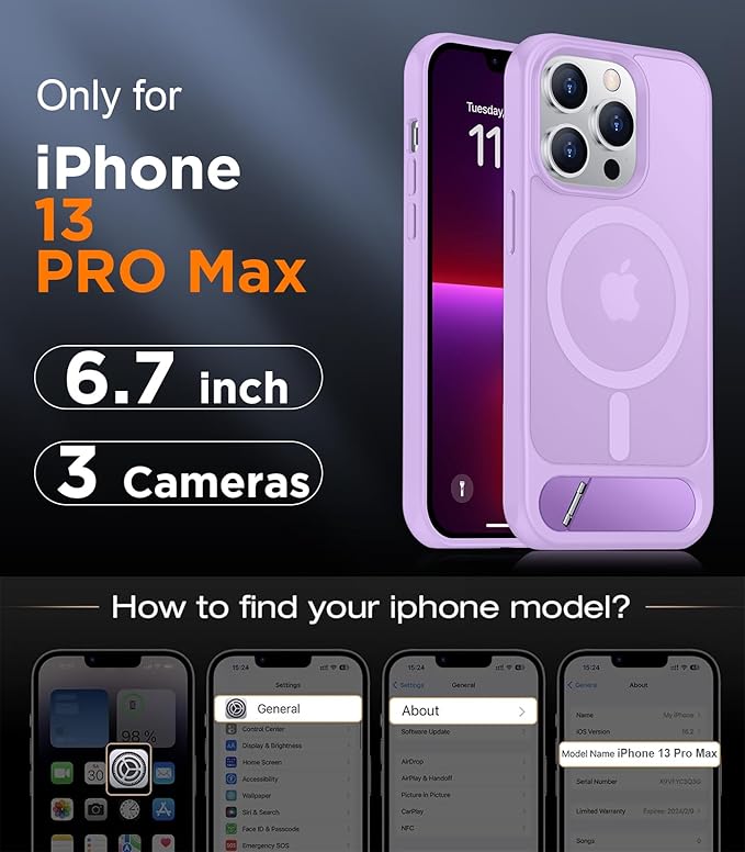 Magnetic Compatible with iPhone 13 Pro Max Case, [Built-in Invisible Kickstand][Compatible with MagSafe][Military Grade Shockproof] Slim Translucent Matte Phone Case for iPhone 13 Pro Max 6.7"