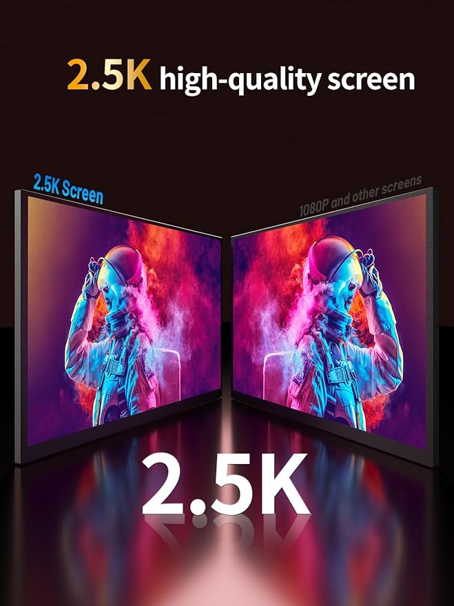 24.5" 2.5K Portable Monitor 160Hz QHD Gaming Monitor 100% sRGB IPS Large Screen, USB-C HDMI External Second Screen with Kickstand, Travel Monitor for Laptop, PC, Phone, VESA Mountable