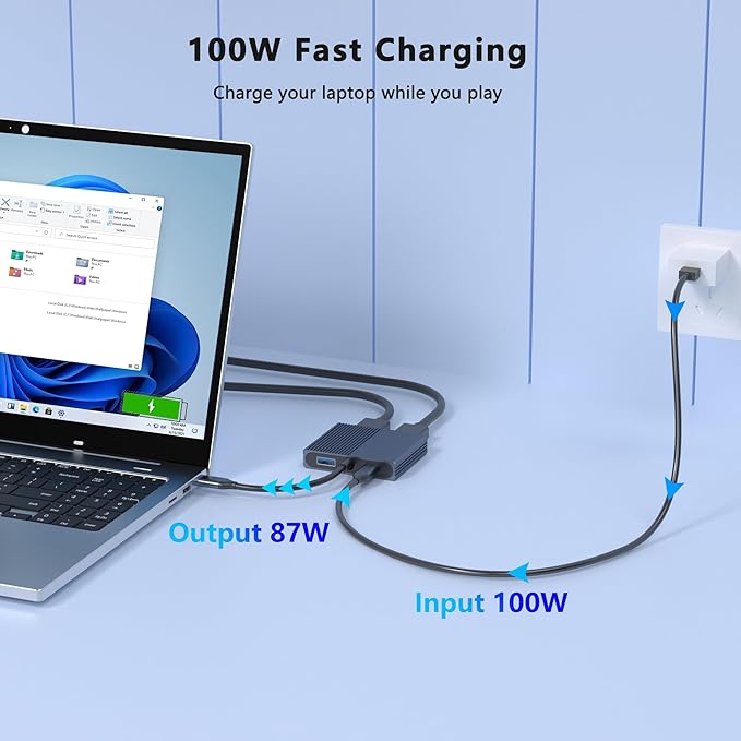 Display Port Splitter for Dual Monitors, 4K@60Hz USB C to Dual DisplayPort Adapter for Dell/HP/Mac Laptops, Type C to Display Port Multiport with USB3.0/PD, Dual Monitor Adapter, Displayport MST Hub