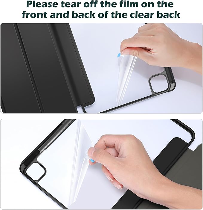 ProCase for iPad Pro 13 Inch Case M5 2025/ M4 2024 with Pencil Holder, Slim Stand Clear Shell Back, Shockproof Cover iPad Pro M5 M4 Case 13 Inch, Supports Touch ID, Auto Wake/Sleep -Black