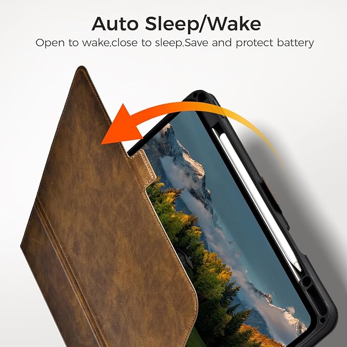 Slim Case for iPad Pro 11 Inch M5/M4 (2025/2024) A3357/A3358/A2836/A2837 with Pencil Holder,Lightweight Cover,Magnetic Closure,Multi Angle Stand,Typing Angle,Auto Sleep/Wake,Dark Brown