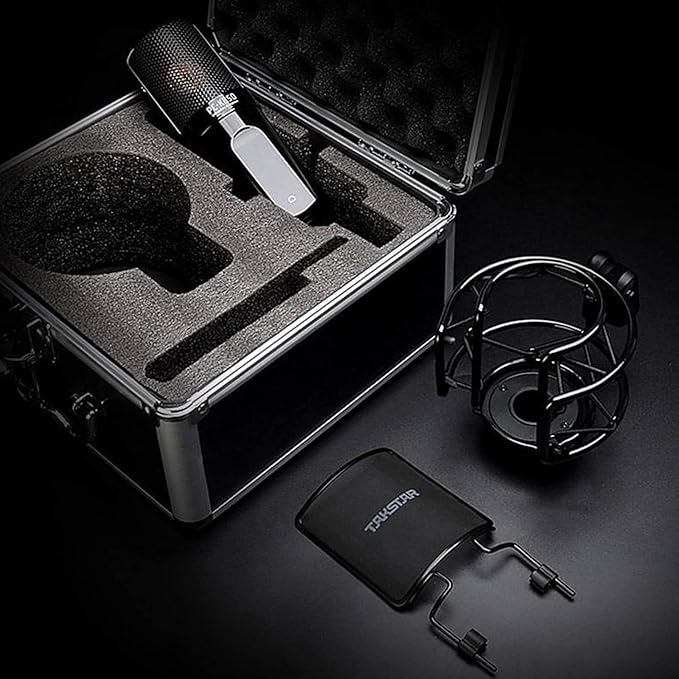 TAKSTAR XLR Condenser Microphone with 34mm Gold-Plated Large Diaphragm, High Sensitivity Cardioid Studio Mic for Recording, Podcasting, Streaming, Voice Overs, Singing, Gaming (PC-K850)