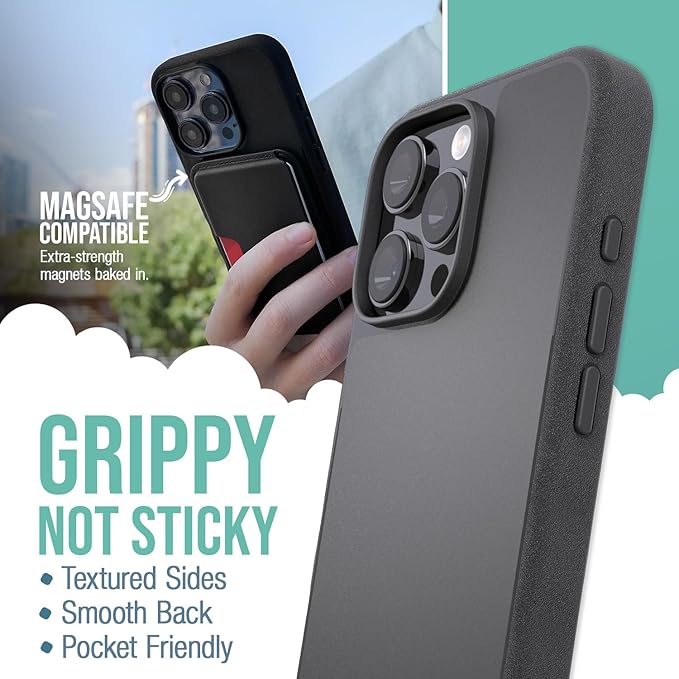 Smartish® iPhone 16 Pro Max Magnetic Case - Gripmunk Compatible with MagSafe [Lightweight + Protective] Slim & Thin Grip Cover with Microfiber Lining for Apple iPhone 16 Pro Max - Custom Prints