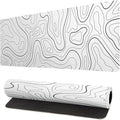 Extended Gaming Mouse Pad, Large Gaming Mouse Waterproof with Stitched Edges, Non-Slip Desktop Pad for Home and Office, Level Up Your 31.5x11.8 Inch… (White Topographic)