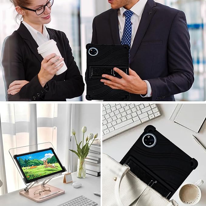 ATOOZ for DOOGEE U11 Case 11 Inch,Soft Silicone Kids Case for DOOGEE U11 Pro Tablet 2025/Teclast P50 Tablet with Stand (Black)
