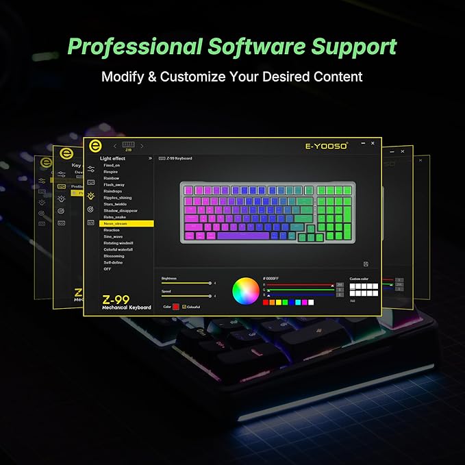 E-YOOSO Z-99 Gaming Keyboard Wireless with Triple Mode BT/2.4G/USB-C, 96% Keyboard, Linear Switches, Wireless Mechanical Keyboard with Number Pad for PC/Mac