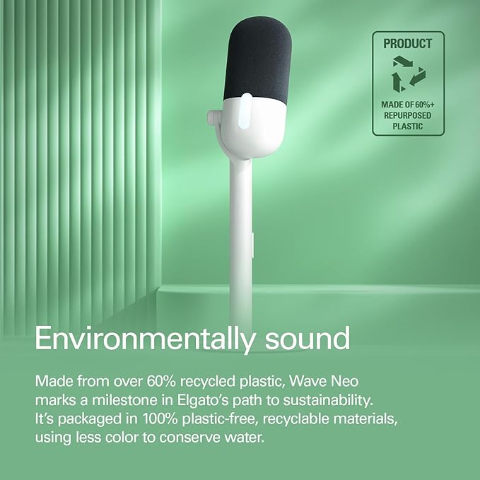 Elgato Wave Neo – USB Condenser Microphone, Tap to Mute, for Gaming, Streaming, Meetings, Voice Recording on Teams/Zoom/OBS/Twitch/YouTube & more, Plug-’n-Play, Works on Laptop, PC, Mac, iPad, iPhone