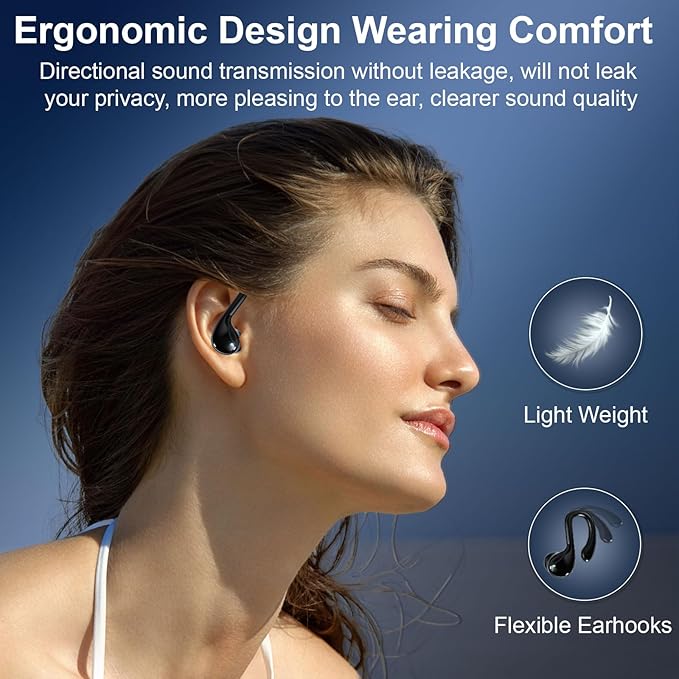 ZER-LON Wireless Earbuds, Bluetooth 5.3 Headphones 60hrs Playtime Noise Cancelling Wireless Headphones Waterproof Over-Ear Buds with Earhooks Built-in Mic Headset for Workout Sports (Black)