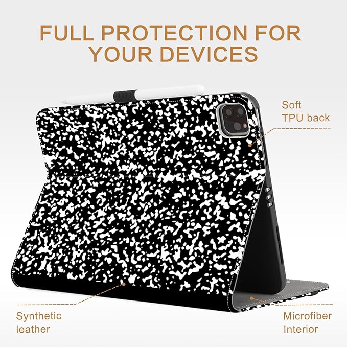 Vimorco for iPad Air M4/M3/M2 11 Inch Case 2026, for iPad Air 5th/4th Gen Cases, for iPad Pro 11 Inch Case 4th/3rd/2nd/1st Generation 360 Degree Rotating Pencil Holder 5 Viewing Angles, Black Notebook