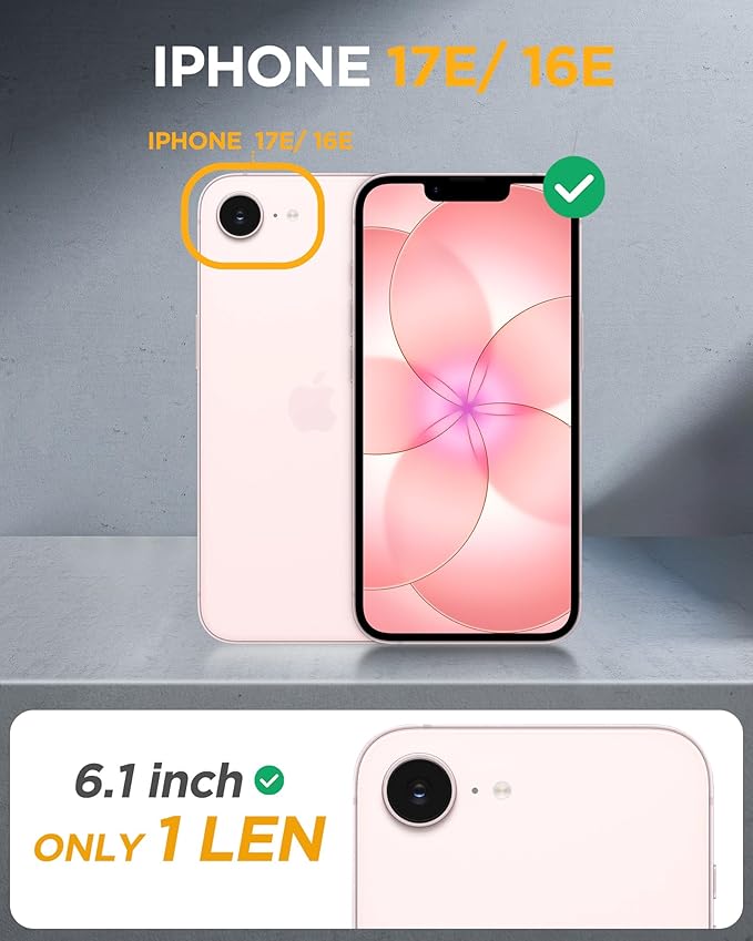 Miracase for iPhone 17e Case & iPhone 16e Case, Full-Body Phone with Built-in Glass Screen Protector, [Magnetic with MagSafe] Military Drop Proof 17 E/ 16 E Cover Bumper 6.1 inch, Pink
