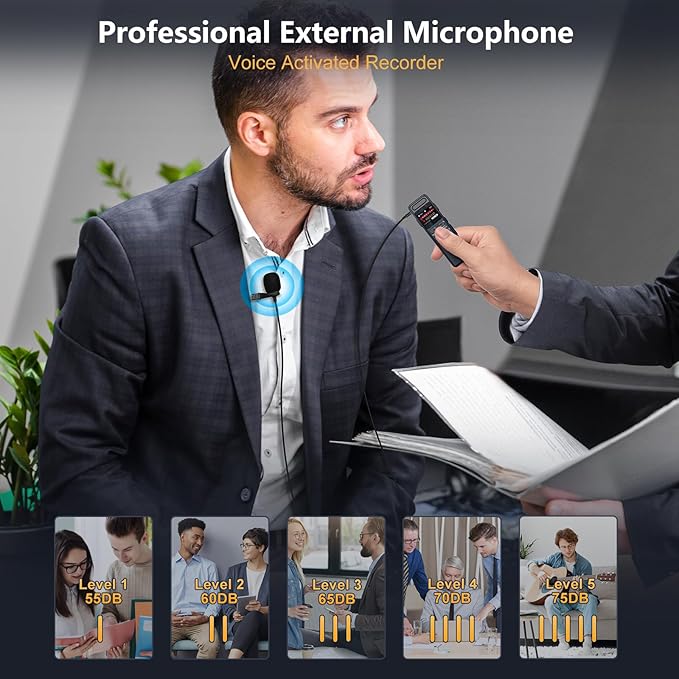 160GB Digital Voice Recorder with Playback, 1100mAh Audio Recording Device for Lecture Interviews, 1536Kbps Voice Activated Recorder with Noise Reduction, Password, External Microphone
