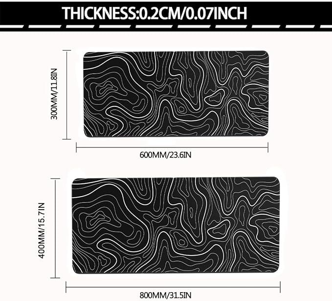 Rcege Large Mouse Pad for Desk - Gaming Mouse Pad with Stitched Edges, Anti-Slip Base for Keyboard and Mouse(Black Line, 31.5L x 15.8W inches)