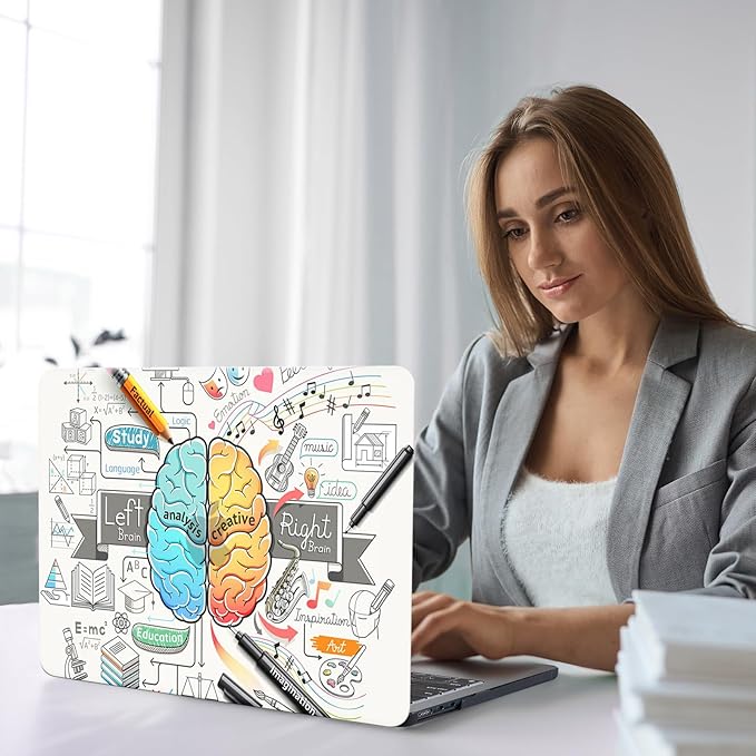 Funut for MacBook Air 13 inch Case M5 M4 M3 M2 2026 2025-2022 A3449 A3240 A3113 A2681, Funut Plastic Laptop Hard Shell Case & Keyboard Cover for M5 MacBook Air 13 inch, 11Cartoon Brain