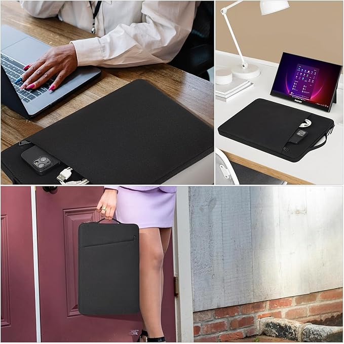 Portable Monitor Case 15.6 Inch, Protective Carrying Sleeve for MNN ForHelp KYY InnoView VILVA COOLHOOD ViewSonic HotYeah KOORUI QQH Zenscreen 15.6" 16.1" Portable Monitor Computer Bag,Black