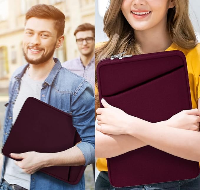 Laptop Sleeve Case 14 inch, Durable Carrying Bag Shockproof Protective Case Cover, Handbags Briefcase Laptop Bag Compatible with 14" MacBook Air/Pro HP Asus Lenovo Notebook Computer, Wine Red