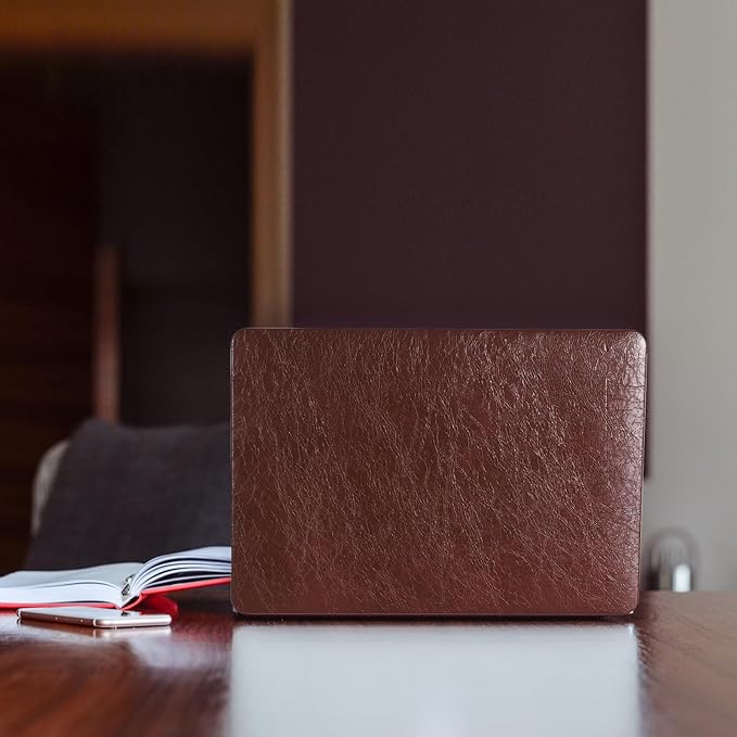 Funut for MacBook Air 15 inch Case 2026 2025-2023 Release M4 A3241 M3 A3114 M2 A2941 Liquid Retina Display, Vintage Waxed Leather Plastic Hard Shell Case & Keyboard Cover,Vintage Dark Brown