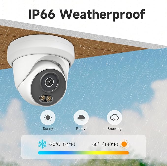 UNILOOK 4MP PoE Camera, Turret Security PoE IP Camera Outdoor Indoor Wired, Smart Dual Light Color Night Vision, Human Motion Detection, Audio/Microphone, IP66, 2.8mm, Metal Housing, NDAA