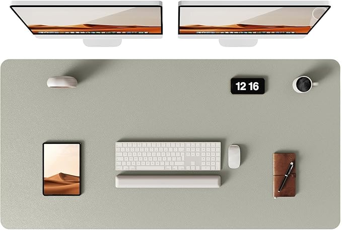 YSAGi Leather Desk Pad Protector, Office Desk Mat, Large Mouse Pad, Non-Slip PU Leather Desk Blotter, Laptop Desk Pad, Waterproof Desk Writing Pad for Office and Home (Olive Beige, 47.2" x 23.21")