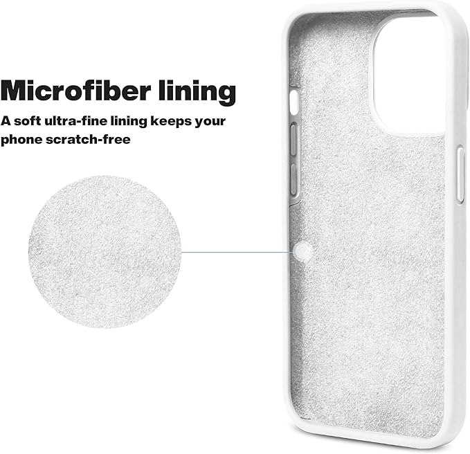 OTOFLY Compatible with iPhone 13 Pro Case, Liquid Silicone Slim Protective Shockproof Phone Case Cover with Anti-Scratch Microfiber Lining, 6.1 inch, White