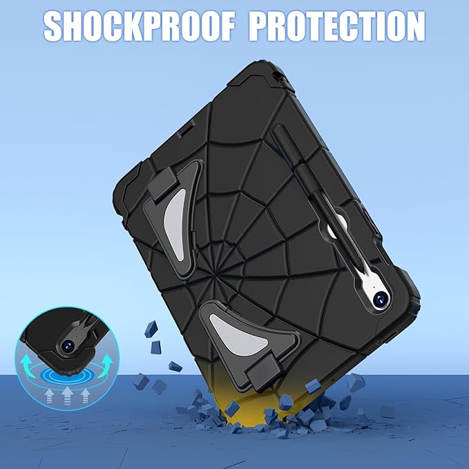 AKABEILA Compatible with Samsung Galaxy Tab S10 FE 2025/Tab S10 Lite 2025 Tablet Case，Lightweight Shockproof Rugged Protective Cover with Kickstand for Kids Children Boys Babies Black