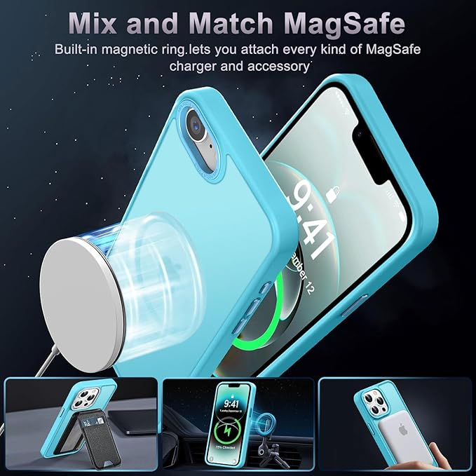 Newfuture Designed for iPhone 17e Case & iPhone 16e Case with Magnetic [13 FT Military Drop Protection] [Compatible with Magsafe] Translucent Shockproof with Anti-Fingerprint Phone Case, Lake Blue