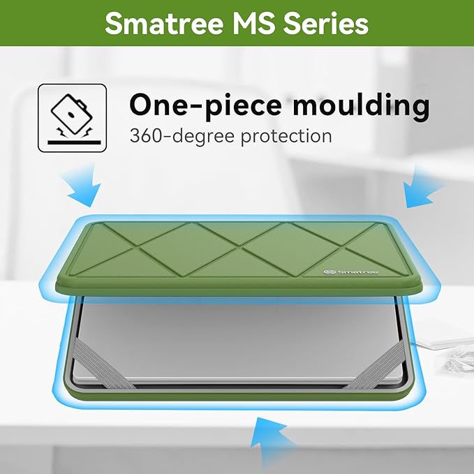 Smatree MS50T Hard EVA Protective Sleeve Case with Stand Compatible for 14 inch HP Chromebook x360/Spectre/Dragonfly Pro Chromebook, for ZBook 8/EliteBook 8, for OmniBook X 14/Next Gen AI PC 14,Green