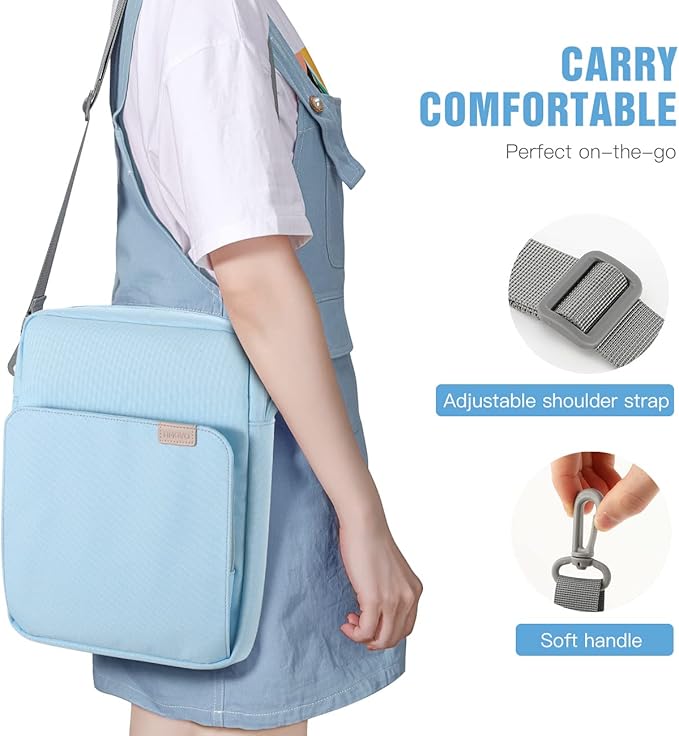 TiMOVO 9-11 Inch Tablet Sleeve Bag with Shoulder Strap for iPad 11-inch A16 2025, iPad 10th Gen. 10.9"/10.2", Galaxy Tab A9+/A11Plus 11", Light Blue