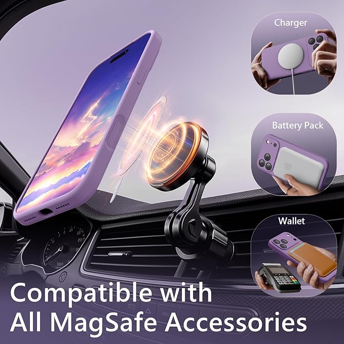 FireNova Magnetic for iPhone 17 Pro Max Case, Compatible with MagSafe, [Integrated Silicone Camera Control Button] [Camera Protection] Anti-Scratch Microfiber Lining Phone Case, 6.9", Light Purple