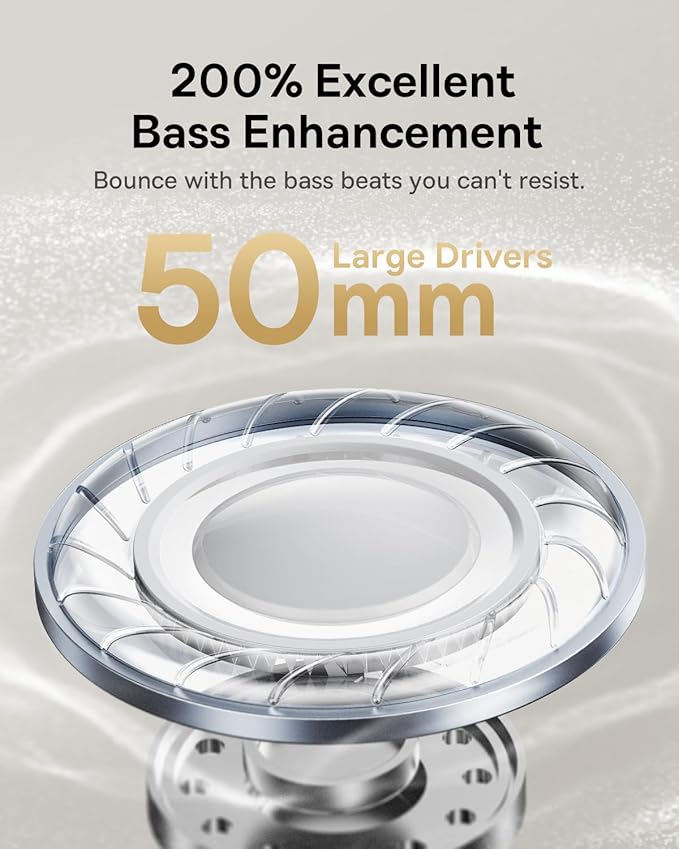 Baseus Bowie 30 Max Active Noise Cancelling Headphones, Head Tracking Spatial Audio, LDAC Hi-Res Wireless Sound, 65H Playtime, Comfort Fit, Clear Calls, App Control, Bluetooth 5.4 Headphones Over Ear