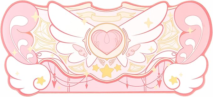 GeekShare Large Gaming Mouse Pad Kawaii Pink Non-Slip Rubber Back Mouse Pad Big Waterproof Desk Mat for Keyboard and Mouse Perfect for Gaming,or Home Office Work - Star Wings（Super Dense Cloth）
