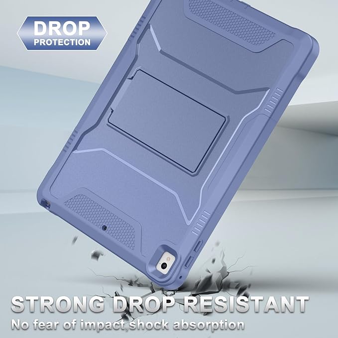 Soke Case for iPad 6th/5th Generation 9.7 Inch 2018/2017,with Built-in Screen Protector and Kickstand, Rugged Full-Body Heavy Duty Protective Cover for Apple iPad Air 2 /Pro 9.7 - Lavender Gray