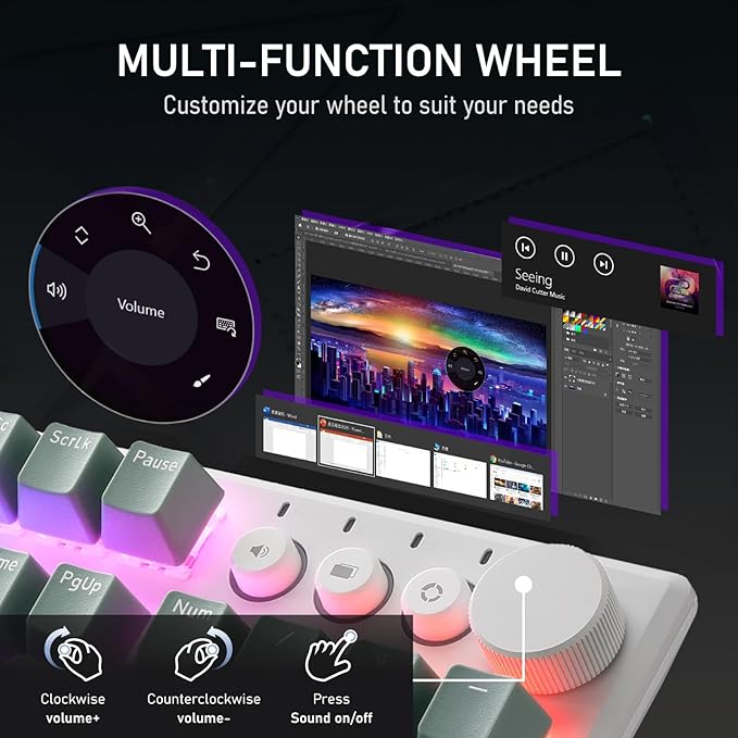 iRocks K74R Wireless RGB Illuminated Mechanical Gaming Keyboard, Hot-Swappable Switches, Easy-Clean Floating Design, PBT 107 Keys NKRO, Detachable USB-C Cable - Island Blue (Brown Switches)