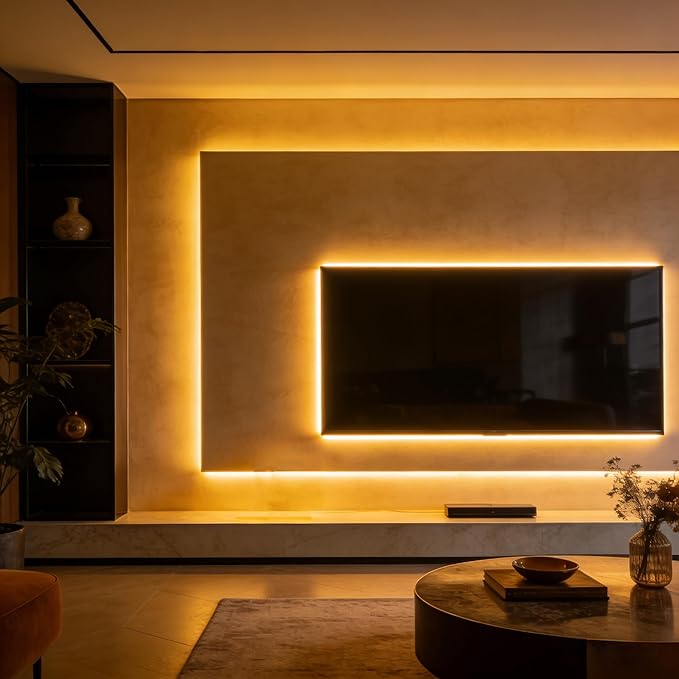 5V USB LED Strip Lights 3.28FT, 3Key COB Light Strip Warm White, Short LED Strip Light, Flexible Bright for Under Cabinet, Kitchen, TV Backlight, Shelves, Displays and TV Lights