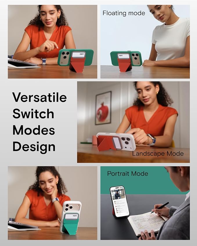 MOFT Magnetic Wallet Stand Compatible with iPhone 17/16/15/14/13/12 Series, Angle Adjustment Magsafe Compatible MOVAS Phone Stand, Oz Green