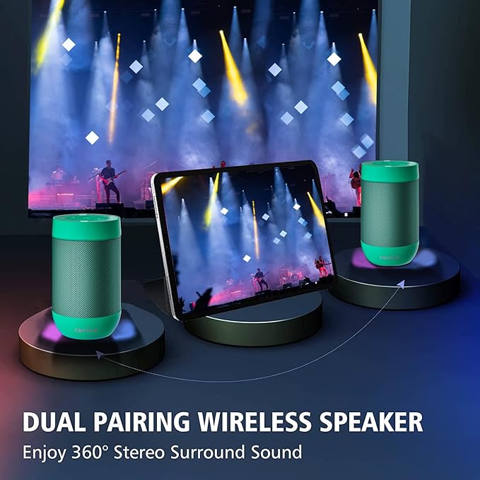 comiso Portable Bluetooth Speaker, Small Shower Speaker with IPX5 Waterproof, 360° HD Loud Sound, Wireless Stereo Pairing, Mini Speakers Support TF Card, Built-in Mic, Pocket Size for Travel Outdoors