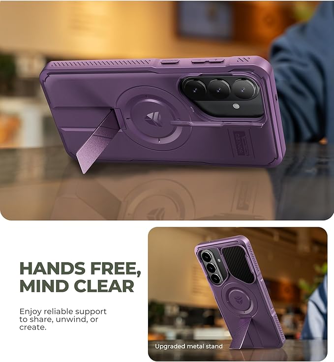 Dexnor for Samsung Galaxy S26 Plus Case with Camera Cover & Adjustable Kickstand & Screen Protector, Compatible with MagSafe, Rugged Shockproof Bumper Cases Magnetic Protective Cover(2026),6.7",Purple