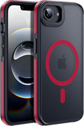 Strong Magnetic for iPhone 16E/17E Case [5X Military-Grade Protection] Compatible with fit MagSafe Shockproof Translucent Slim Thin Case for iPhone 16E-6.1", Red Bumper