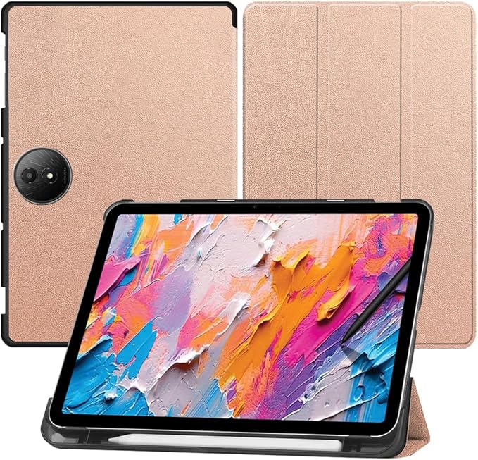 [NSFN] for TCL NXTPaper 11 Plus Tablet Case,TCL Tablet 11.5Inch Case, Ultra Thin, Protective Case, Trifold, Magnetic Closure, Stand, Shockproof, Ultra Lightweight, with Pencil Holder, Rose Gold